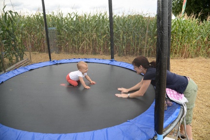 On the trampoline with Mommy